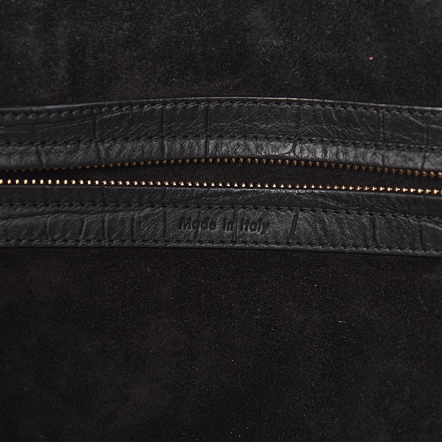 Celine Crocodile Embossed Calfskin Medium Phantom Luggage Black 6 of 17