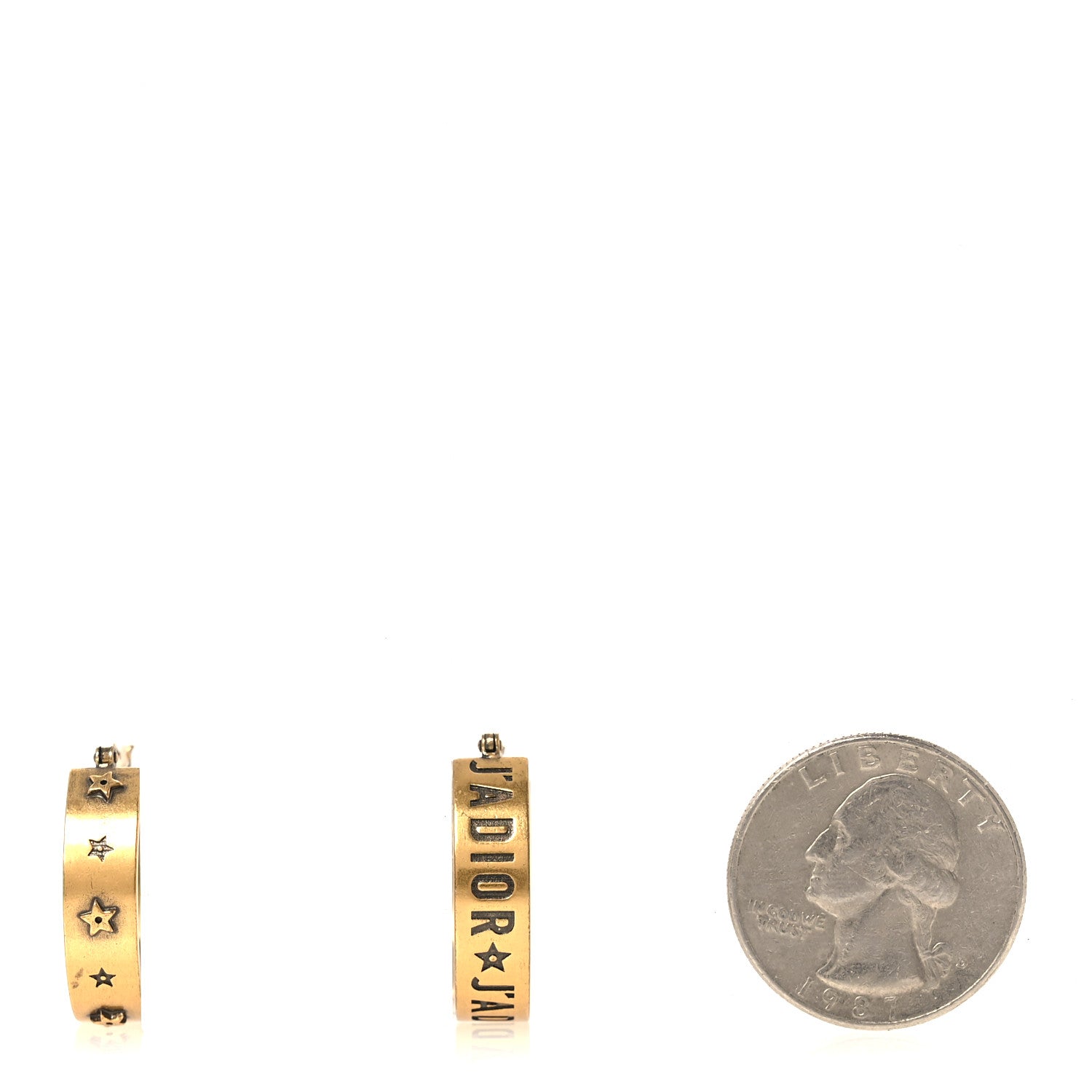 Christian Dior Metal Small J'Adior Star Hoop Earrings Aged Gold