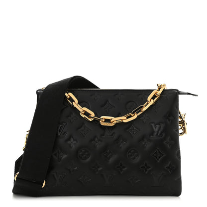 Louis Vuitton Lambskin Embossed Monogram Coussin PM Black 1 of 10