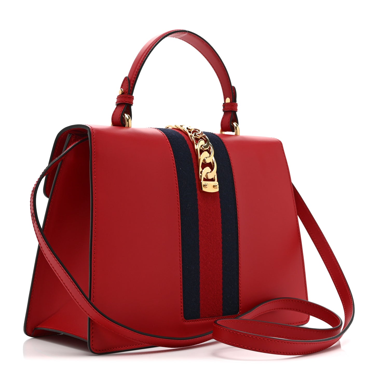Calfskin Medium Sylvie Top Handle Bag Hibiscus Red