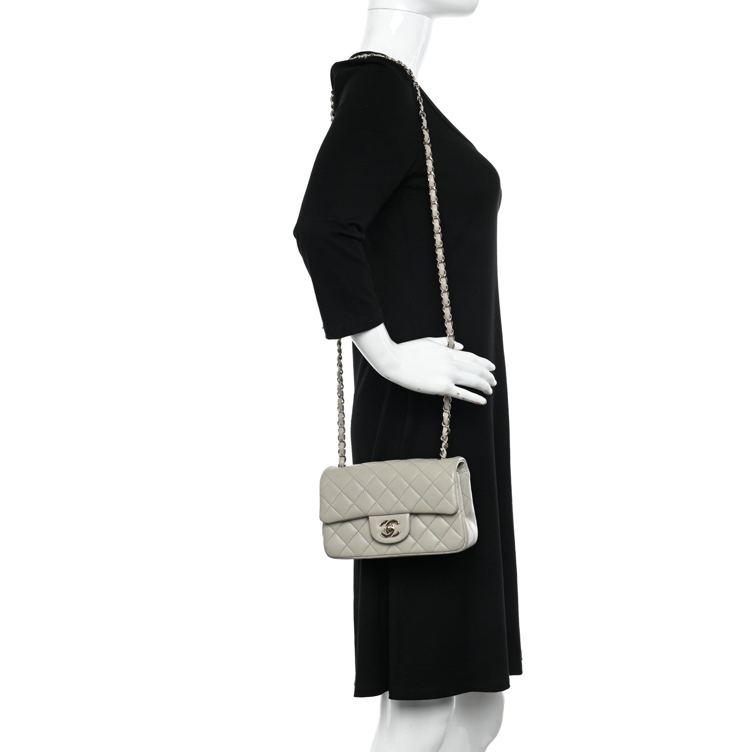 Chanel Lambskin Quilted Mini Rectangular Flap Grey 2 of 11