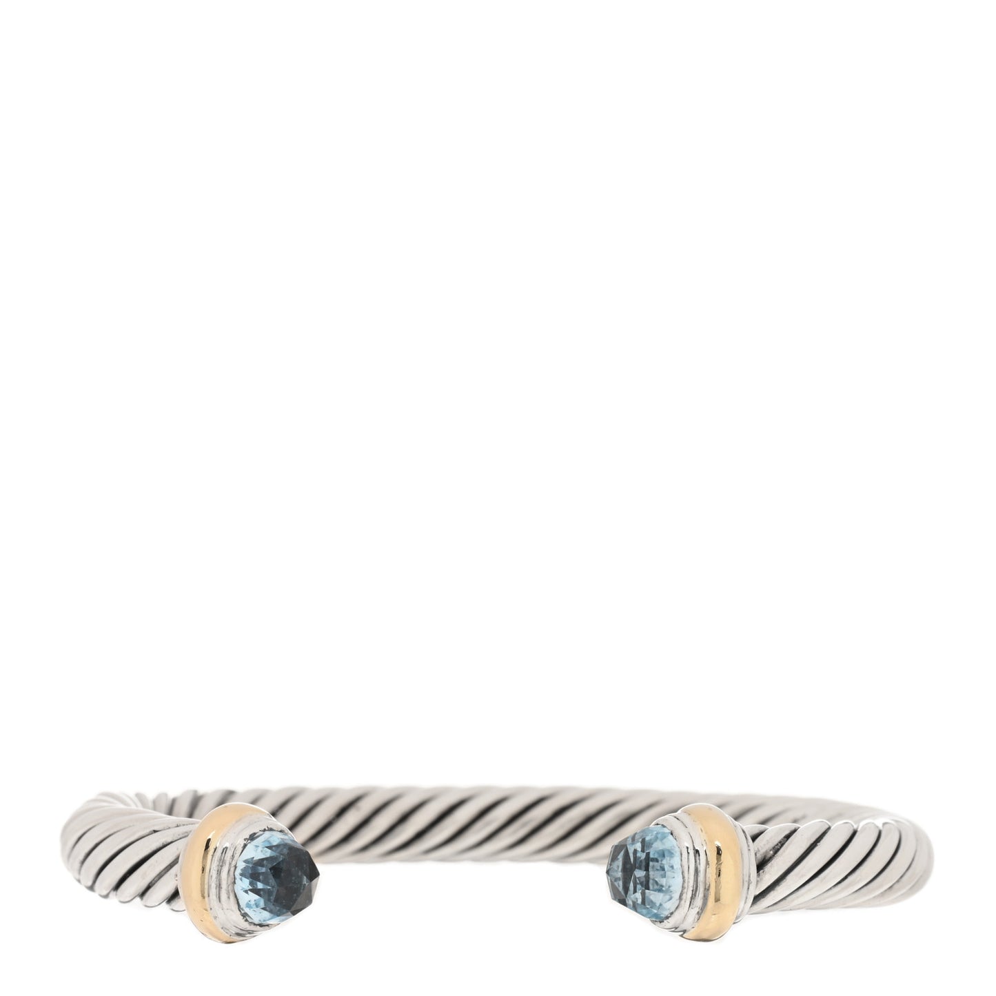 Sterling Silver 14K Yellow Gold Blue Topaz 7mm Cable Classics Bracelet