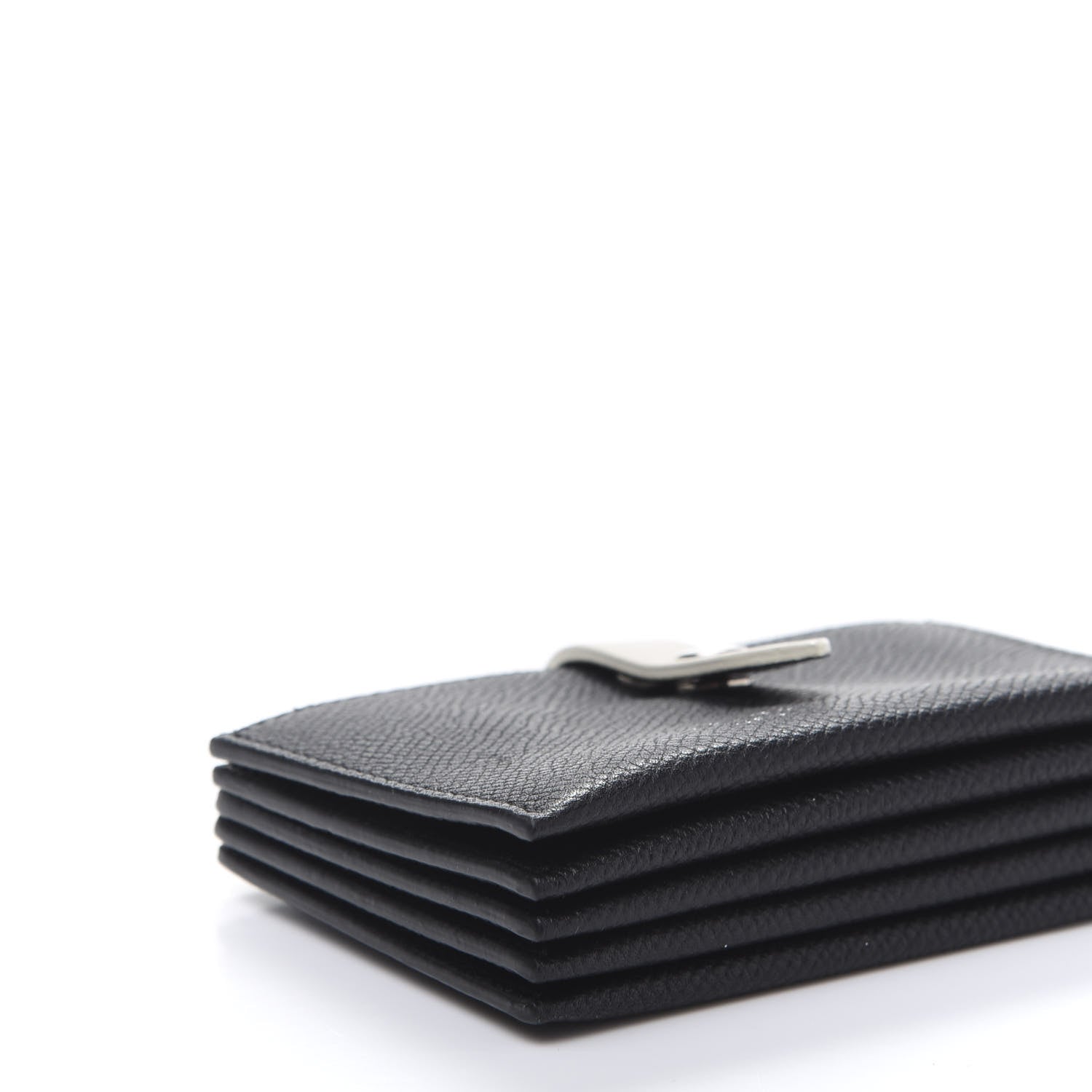 Celine Grained Shiny Calfskin Accordion Card Holder Black Chalk 7 of 8