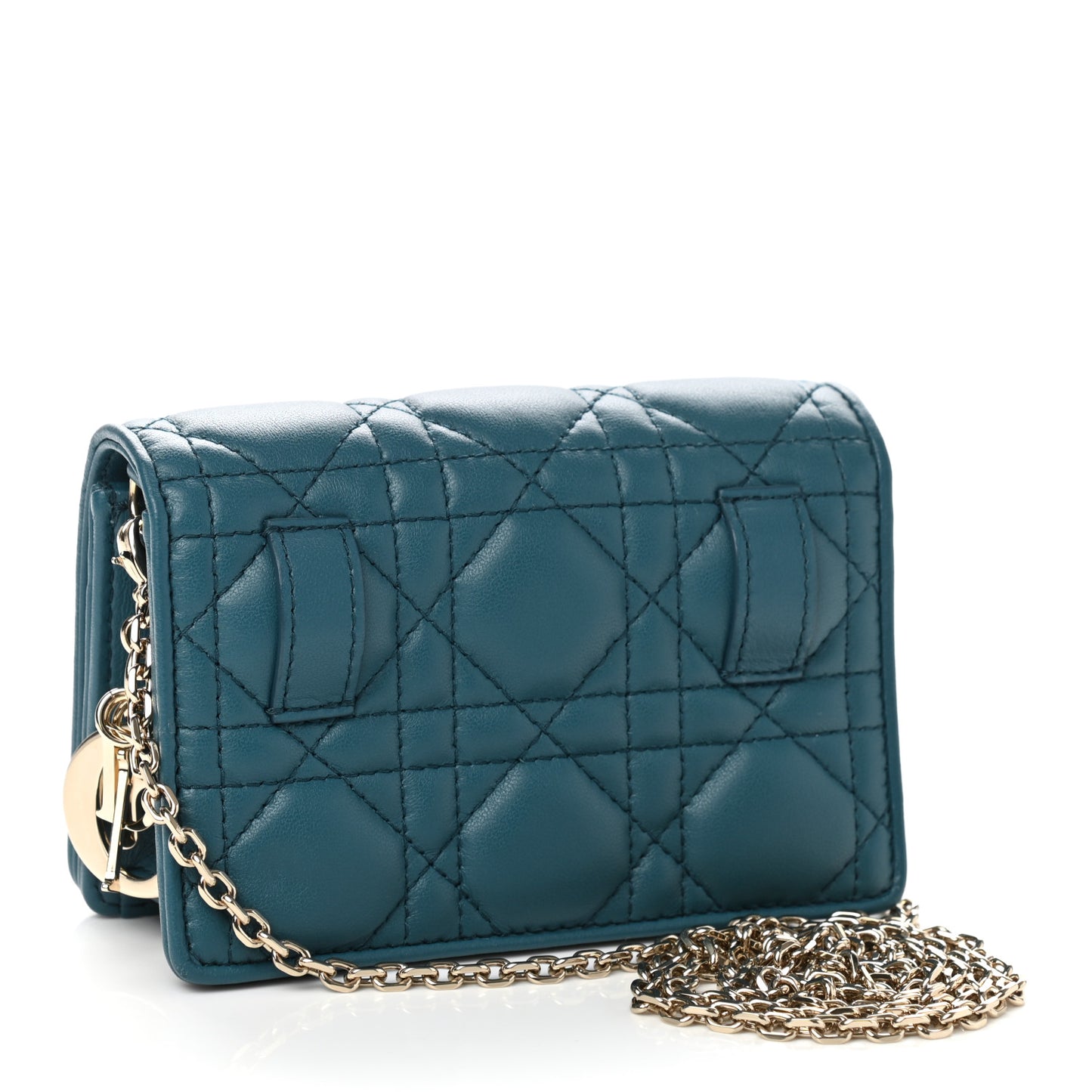 Lambskin Cannage Mini Waist Pouch on Chain Deep Ocean