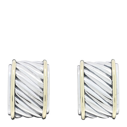 David Yurman Sterling Silver 14K Yellow Gold Cigar Band Cufflinks 1 of 4