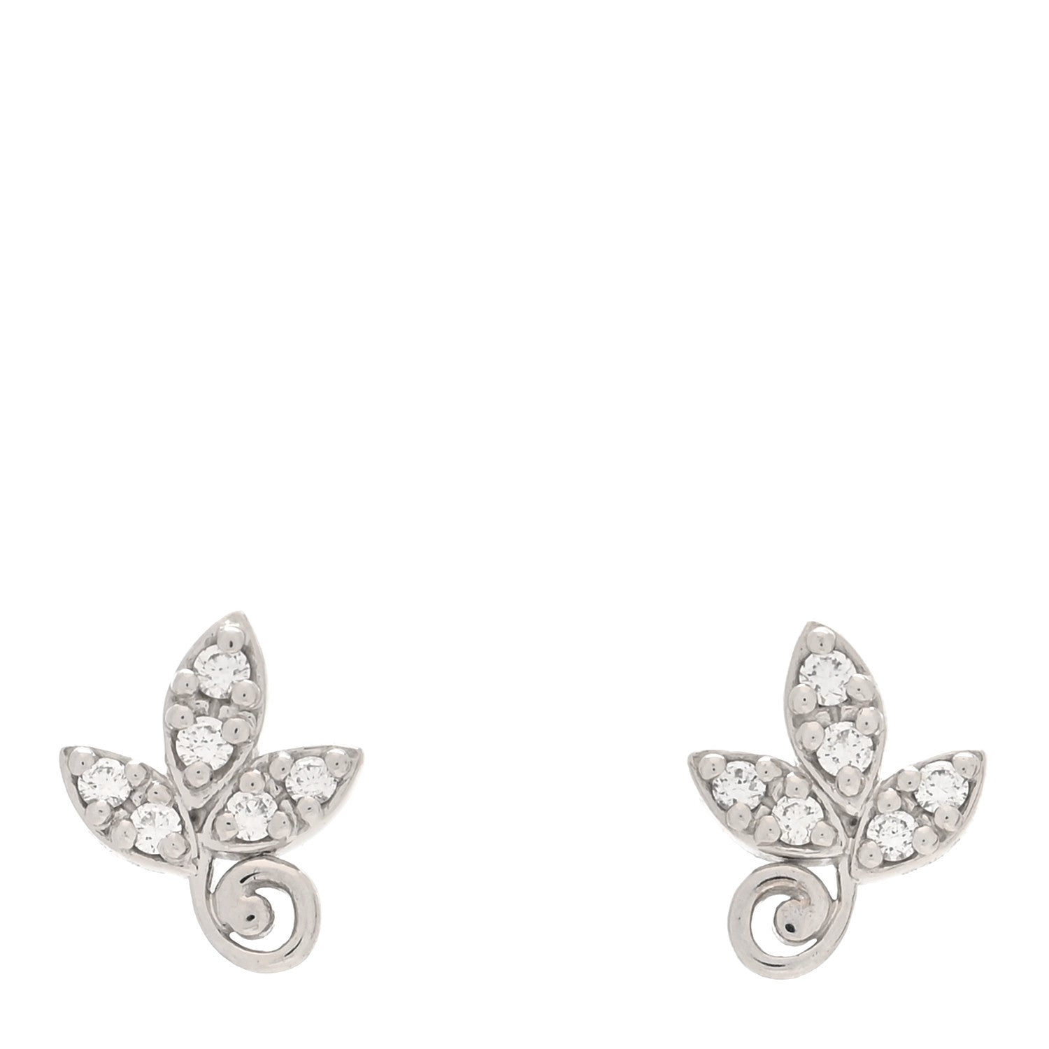 Tiffany 18K White Gold Diamond Paloma Picasso Olive Leaf Earrings 1 of 6