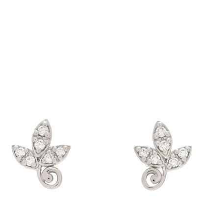 Tiffany 18K White Gold Diamond Paloma Picasso Olive Leaf Earrings 1 of 6