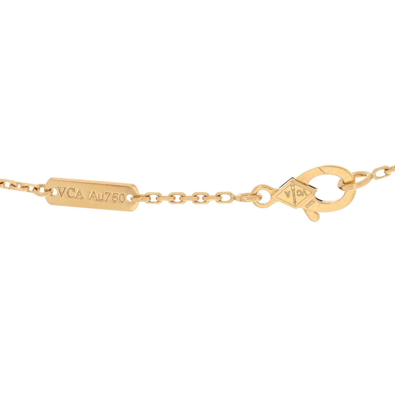 Van Cleef & Arpels 18K Yellow Gold Mother of Pearl Vintage Alhambra Pendant Necklace 4 of 4