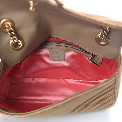 Gucci Velvet Matelasse Small GG Marmont Shoulder Bag Taupe 5 of 9