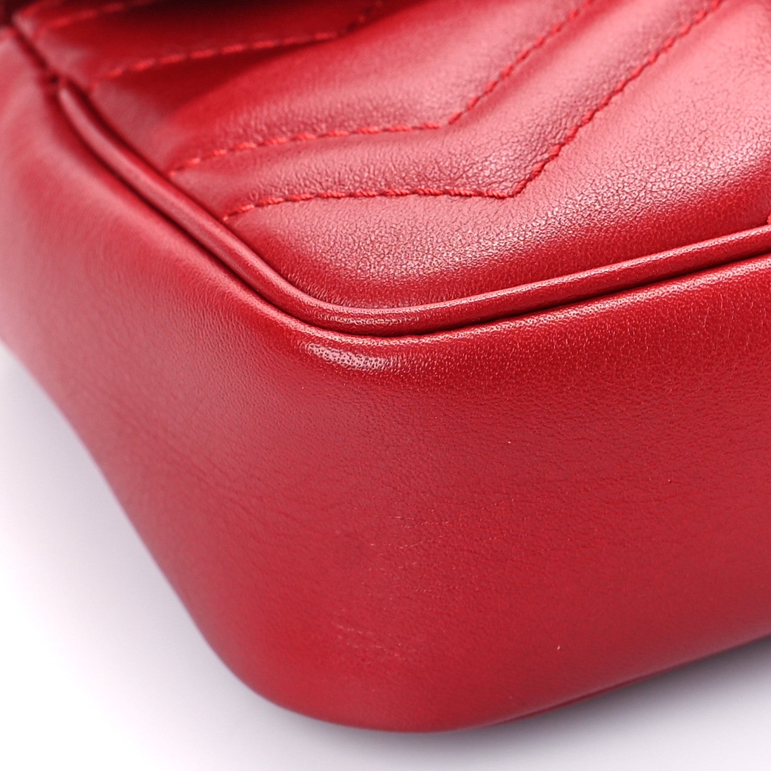 Gucci Calfskin Matelasse Super Mini GG Marmont Shoulder Bag Hibiscus Red 8 of 9