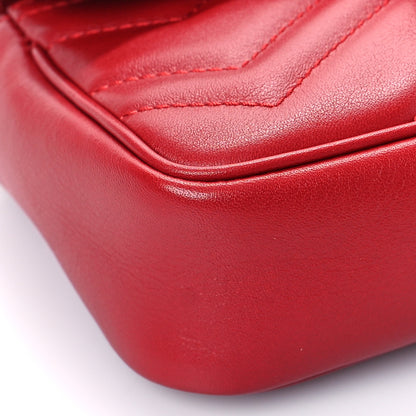 Gucci Calfskin Matelasse Super Mini GG Marmont Shoulder Bag Hibiscus Red 8 of 9