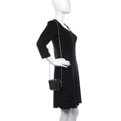 Valentino Garavani Pebbled Calfskin Rockstud Double Zip Camera Crossbody Bag Black 2 of 11