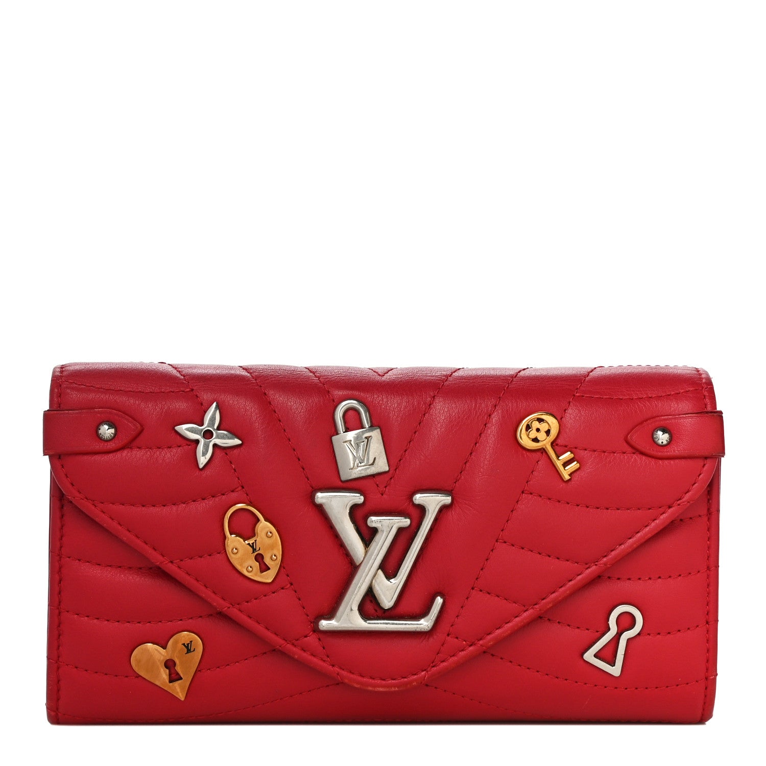 Louis Vuitton Calfskin Love Lock New Wave Long Wallet Red 1 of 15