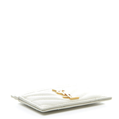 Saint Laurent Grain De Poudre Matelasse Chevron Card Case Crema Soft 4 of 10