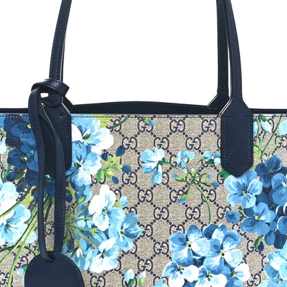 Gucci GG Supreme Monogram Blooms Medium Reversible Tote Beige Blue Navy 7 of 14