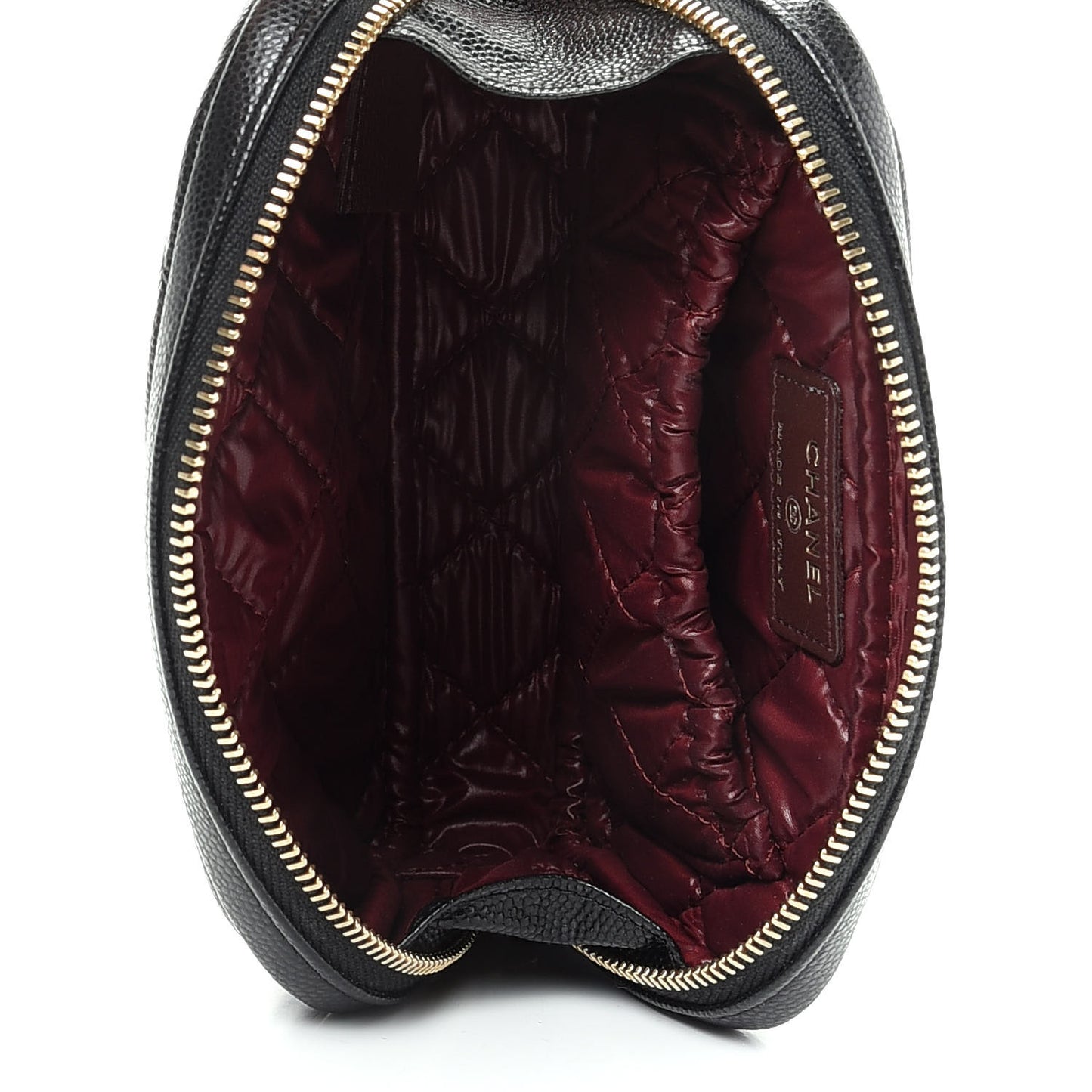 Caviar Quilted Small Curvy Pouch Cosmetic Case Black