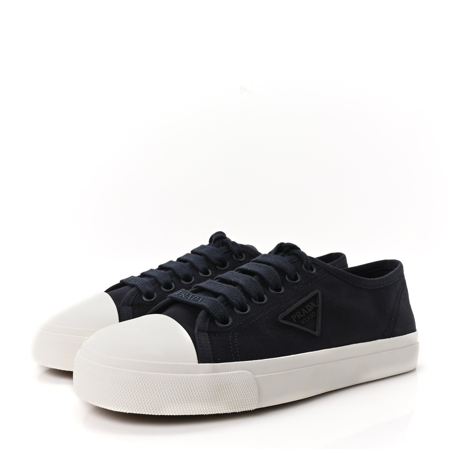 Prada Drill Nylon Triangle Logo Sneakers 41 Navy 4 of 9