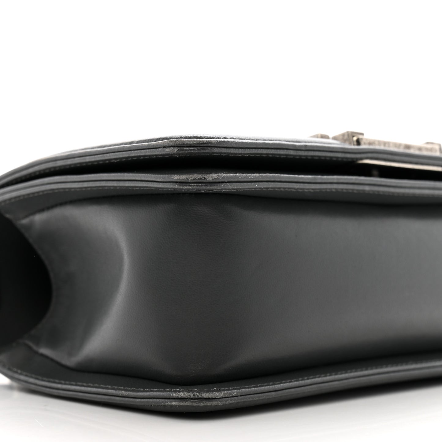 Calfskin Quilted Small Boy Flap Dark Grey