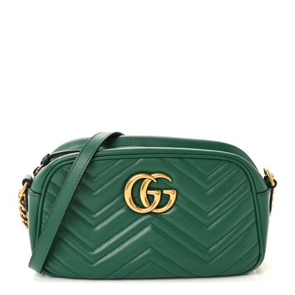 Gucci Calfskin Matelasse Small GG Marmont Chain Shoulder Bag Emerald Green 1 of 10