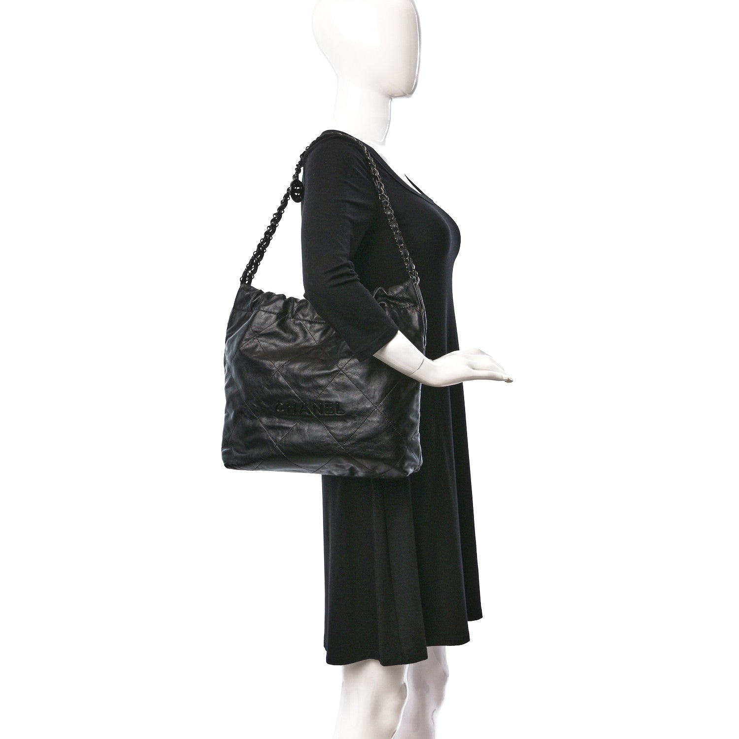 Chanel Shiny Calfskin Quilted Small Chanel 22 So Black 2 of 9