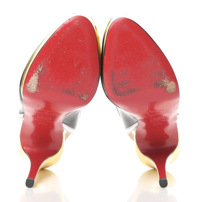 Christian Louboutin Patent Calfskin Round Toe Platform Slingback Pumps 37.5 Black 5 of 15