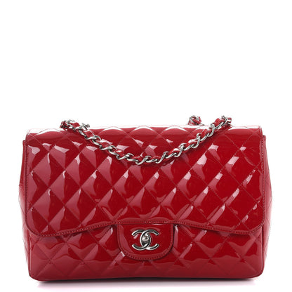 Chanel Patent Quilted Jumbo Single Flap Red 1 of 11