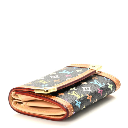 Louis Vuitton Monogram Multicolor Porte-Monnaie Plat Coin Purse Black 6 of 7