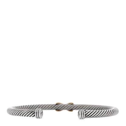 David Yurman Sterling Silver 18K Yellow Gold 4mm X Station Cable Bracelet 2 of 4