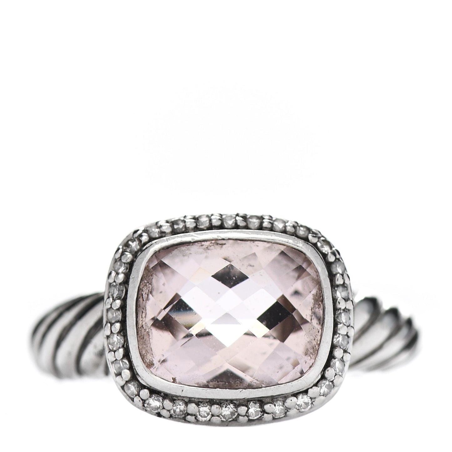 Sterling Silver Diamond Morganite 10mm Noblesse Ring 54 6.75