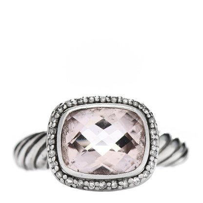 David Yurman Sterling Silver Diamond Morganite 10mm Noblesse Ring 54 6.75 1 of 4