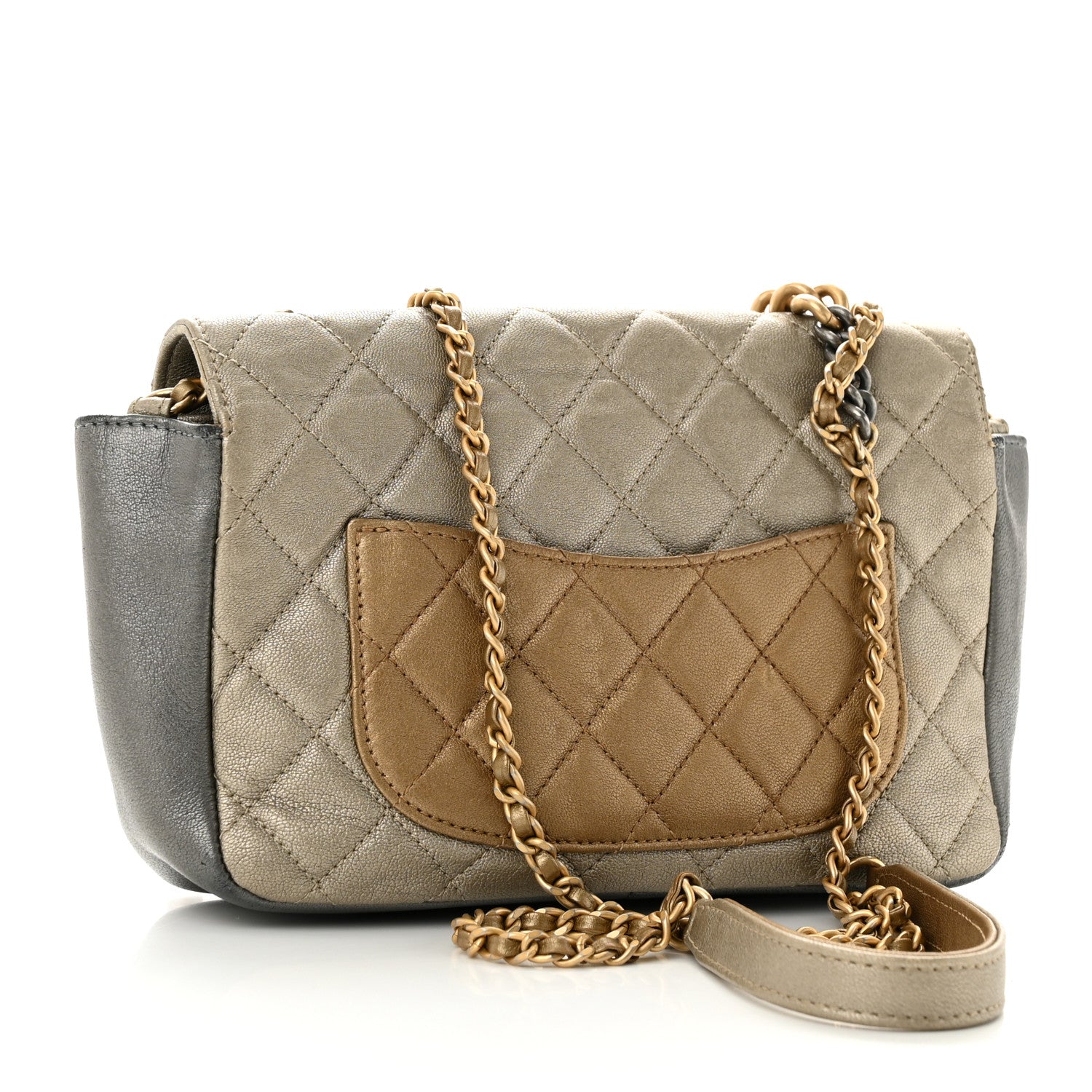 Chanel Metallic Lambskin Quilted Camellia Flower Flap Pale Gold Silver Dark Gold 3 of 10