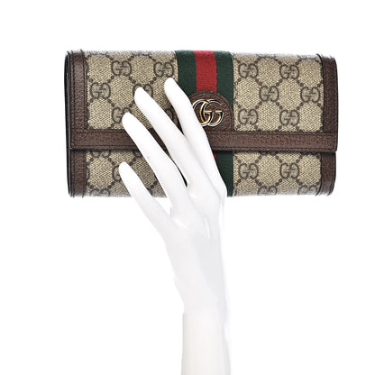 Gucci GG Supreme Monogram Web Ophidia Continental Wallet Brown 2 of 9