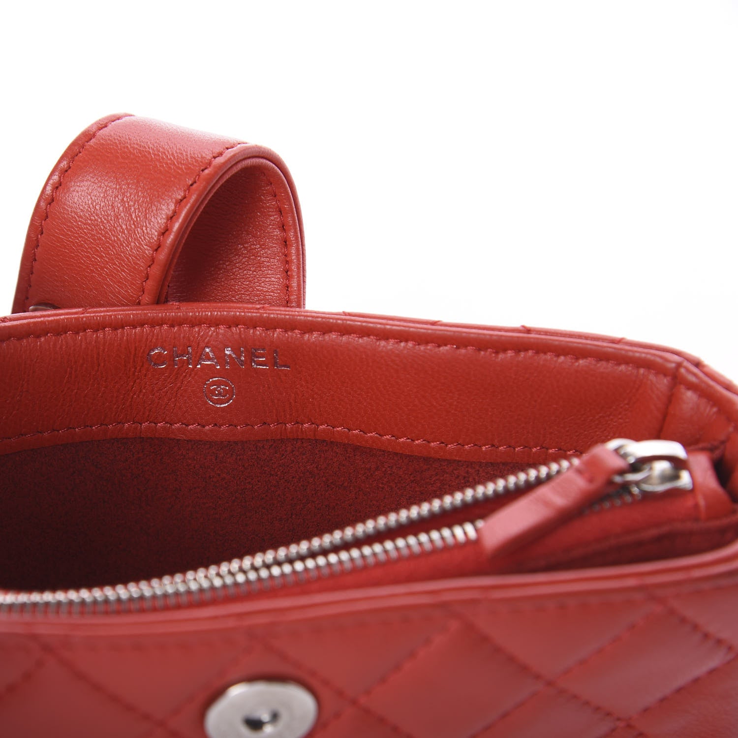 Chanel Caviar Quilted Mini Phone Holder Clutch Red 5 of 7