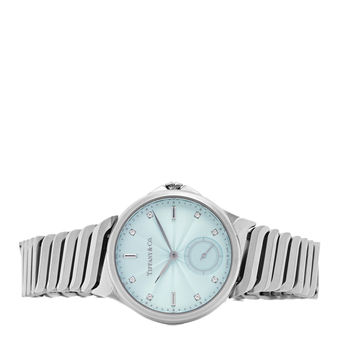 Stainless Steel Diamond 34mm Metro 3-Hand Automatic Watch Ice Blue