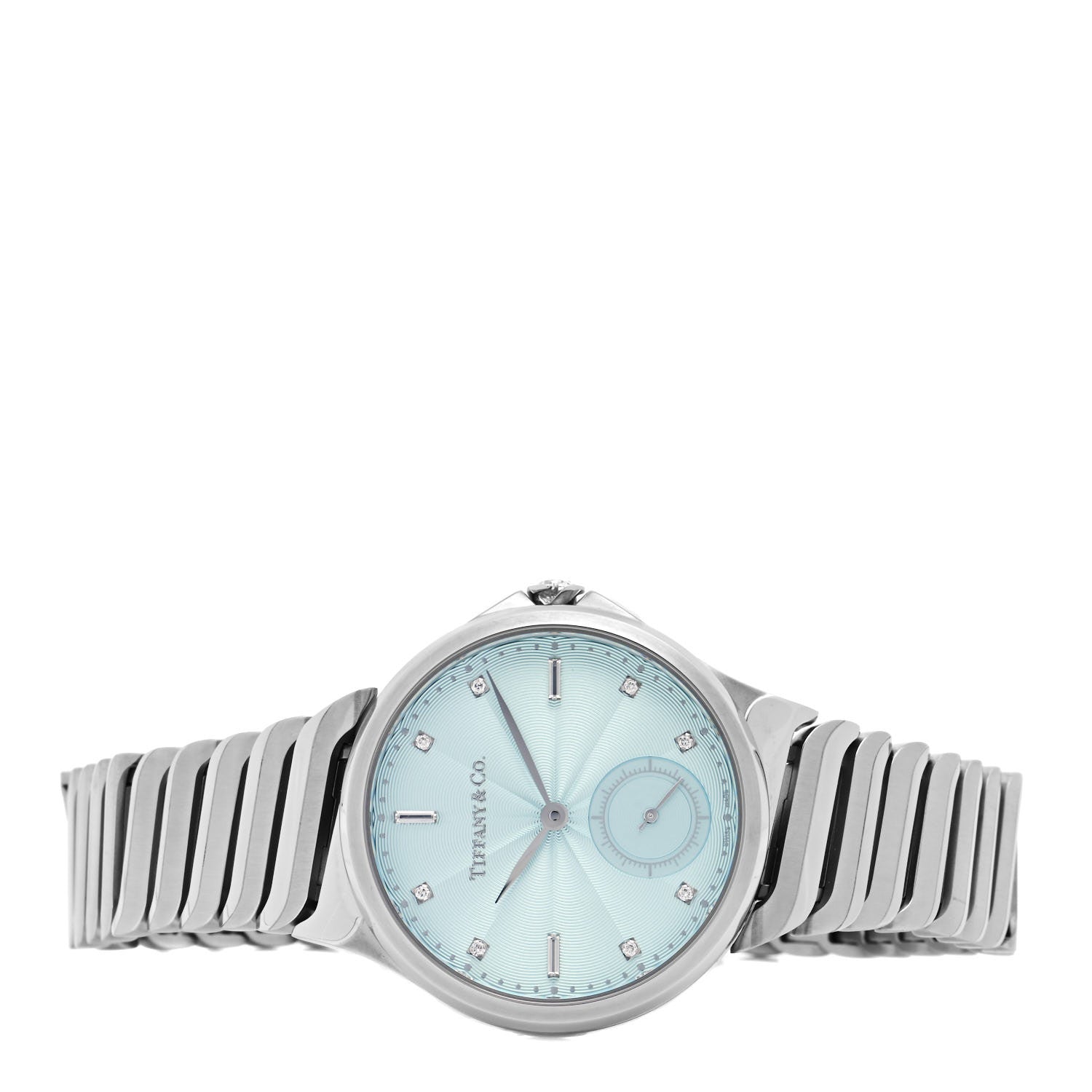 Tiffany Stainless Steel Diamond 34mm Metro 3-Hand Automatic Watch Ice Blue 2 of 5