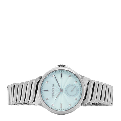 Tiffany Stainless Steel Diamond 34mm Metro 3-Hand Automatic Watch Ice Blue 2 of 5