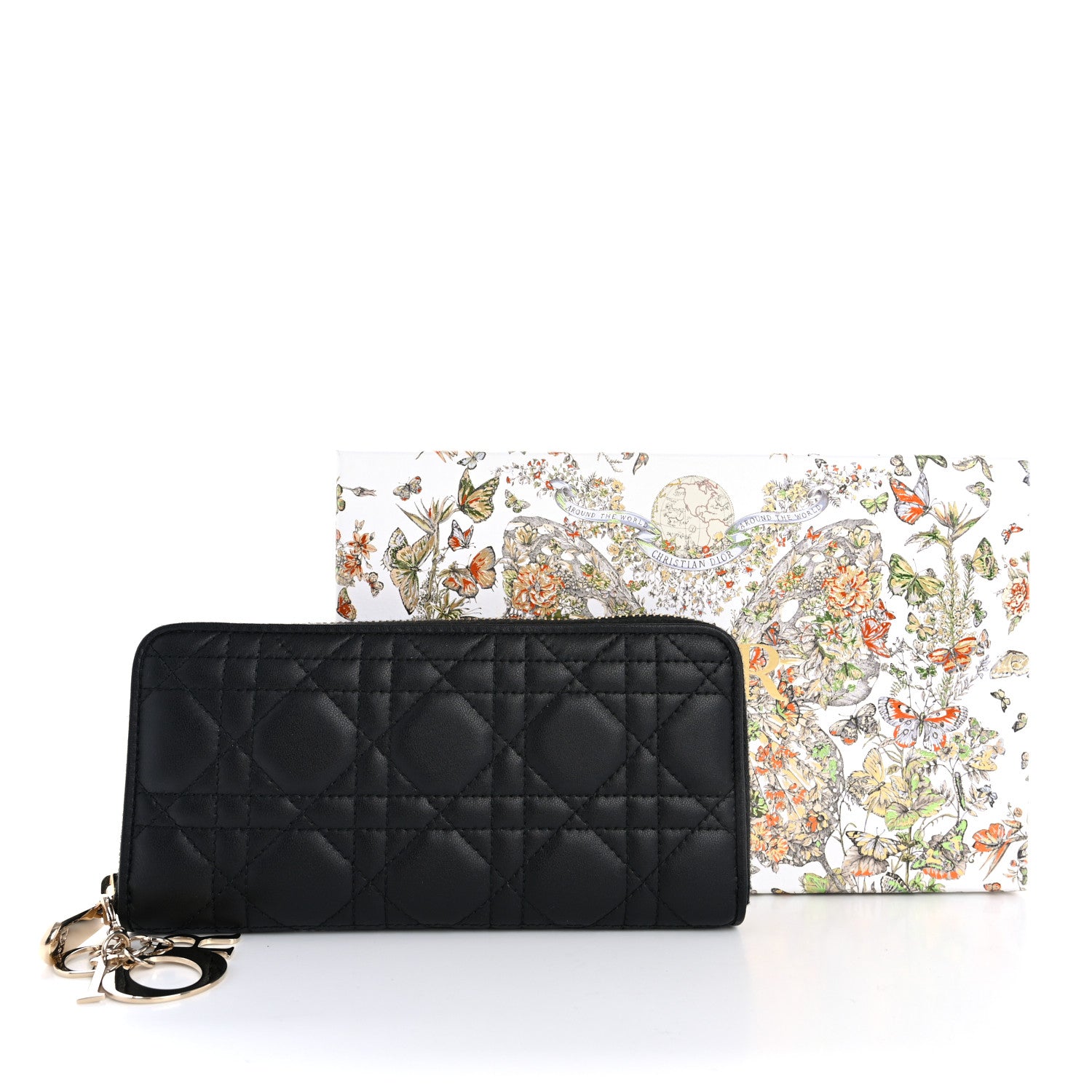 Christian Dior Lambskin Cannage Lady Dior Voyageur Wallet Black 11 of 11