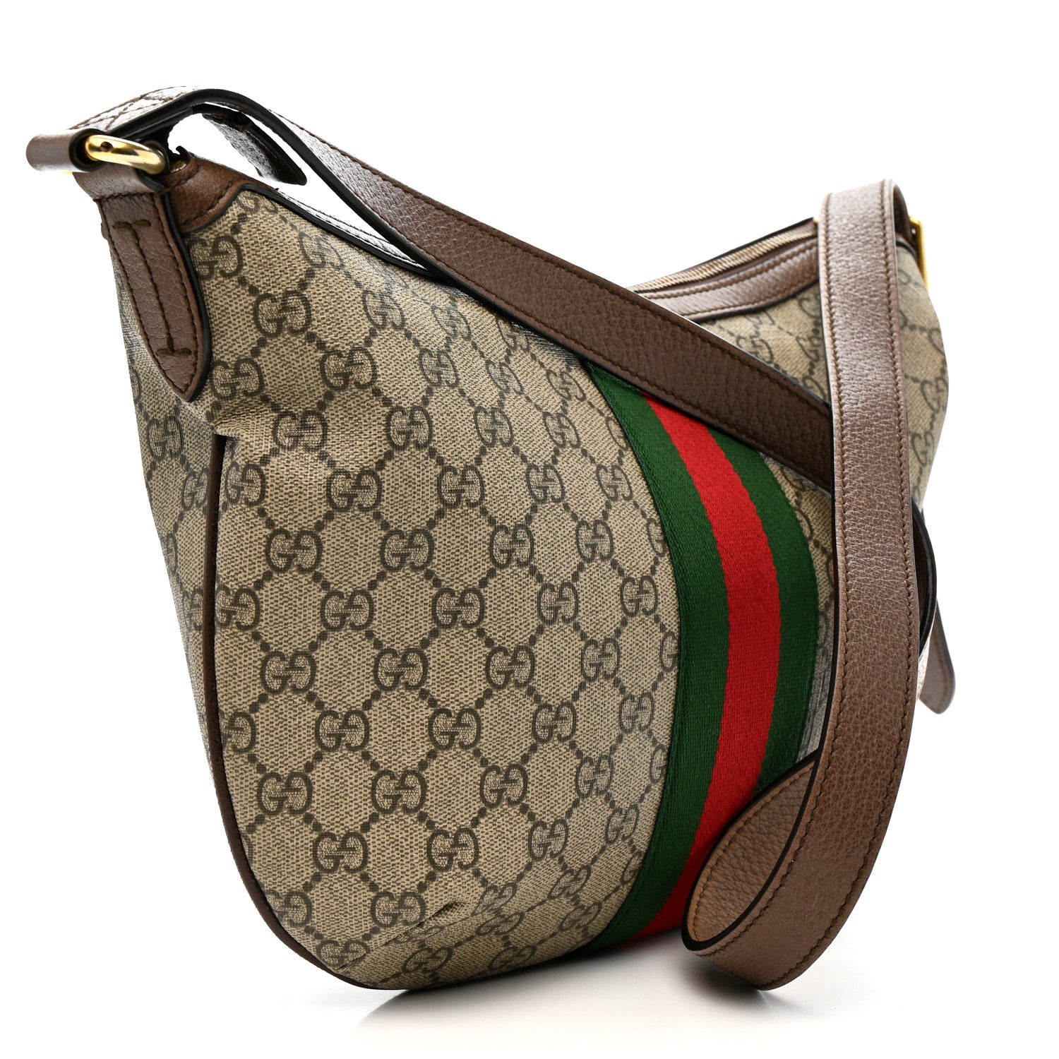 Gucci GG Supreme Monogram Web Small Ophidia Half Moon Hobo Brown 3 of 16