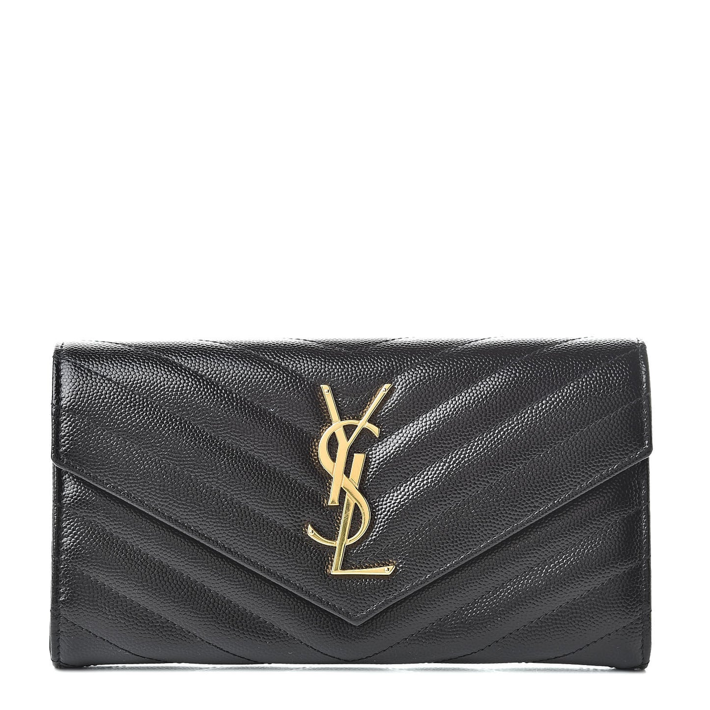 Grain De Poudre Matelasse Chevron Monogram Flap Wallet Black