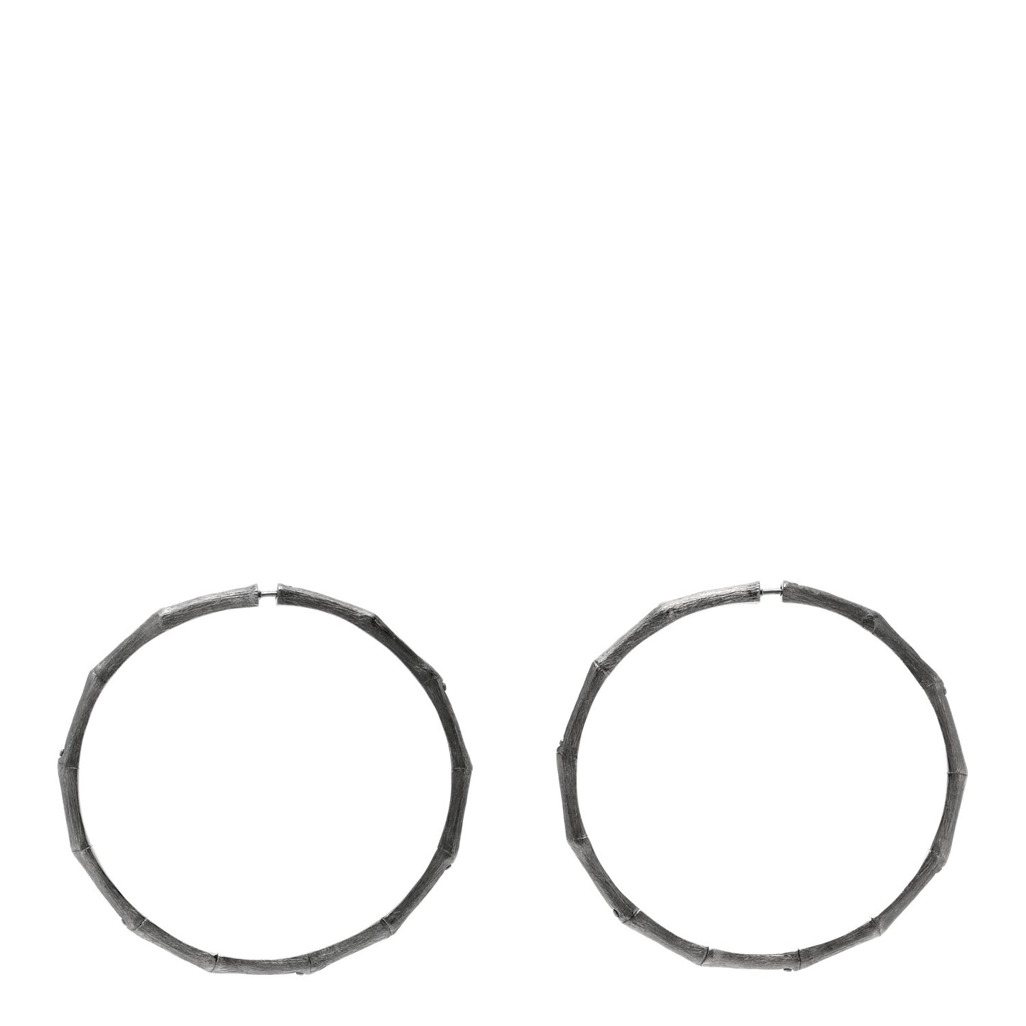 Darkened Sterling Silver 57mm Bamboo Hoop Earrings