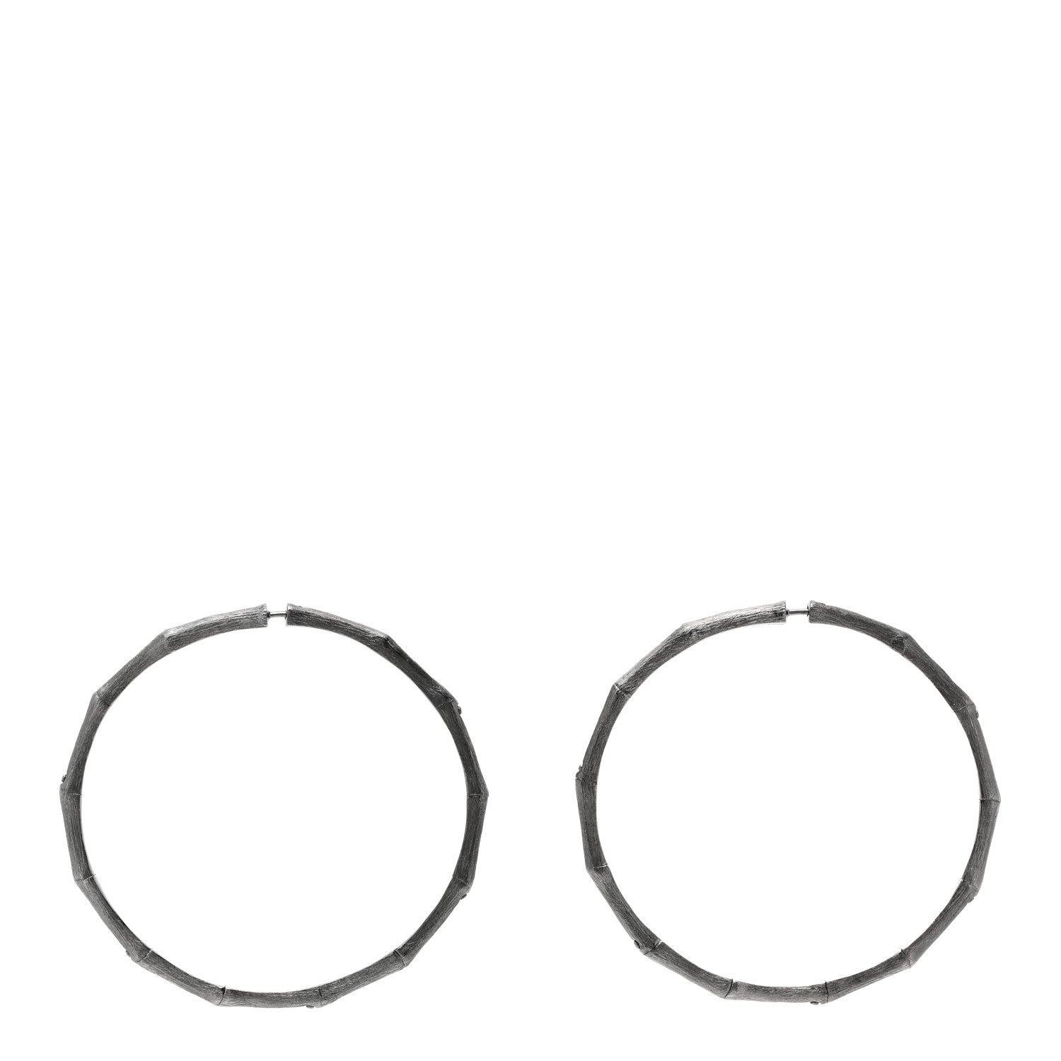John Hardy Darkened Sterling Silver 57mm Bamboo Hoop Earrings 3 of 6