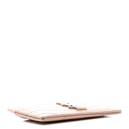 Saint Laurent Grain De Poudre Matelasse Chevron Monogram Credit Card Case Pale Pink 4 of 7