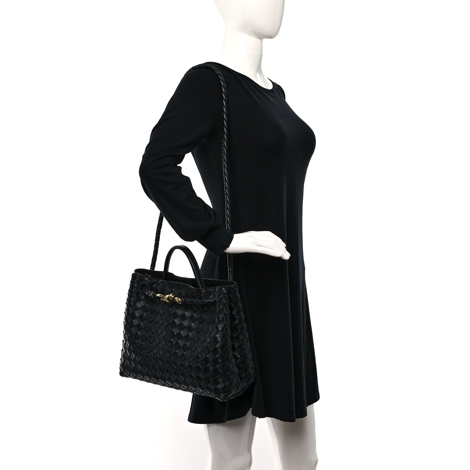 Bottega Veneta Nappa Intrecciato Medium Andiamo Shoulder Bag Black 2 of 8