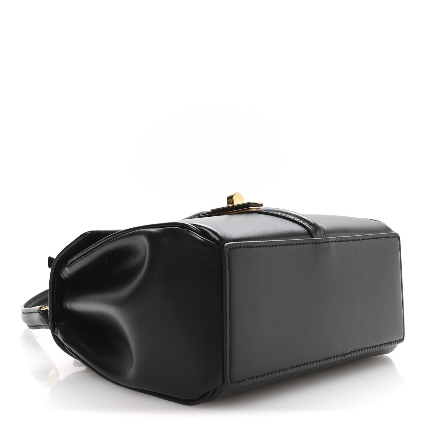Satinated Calfskin Mini 16 Top Handle Bag Black