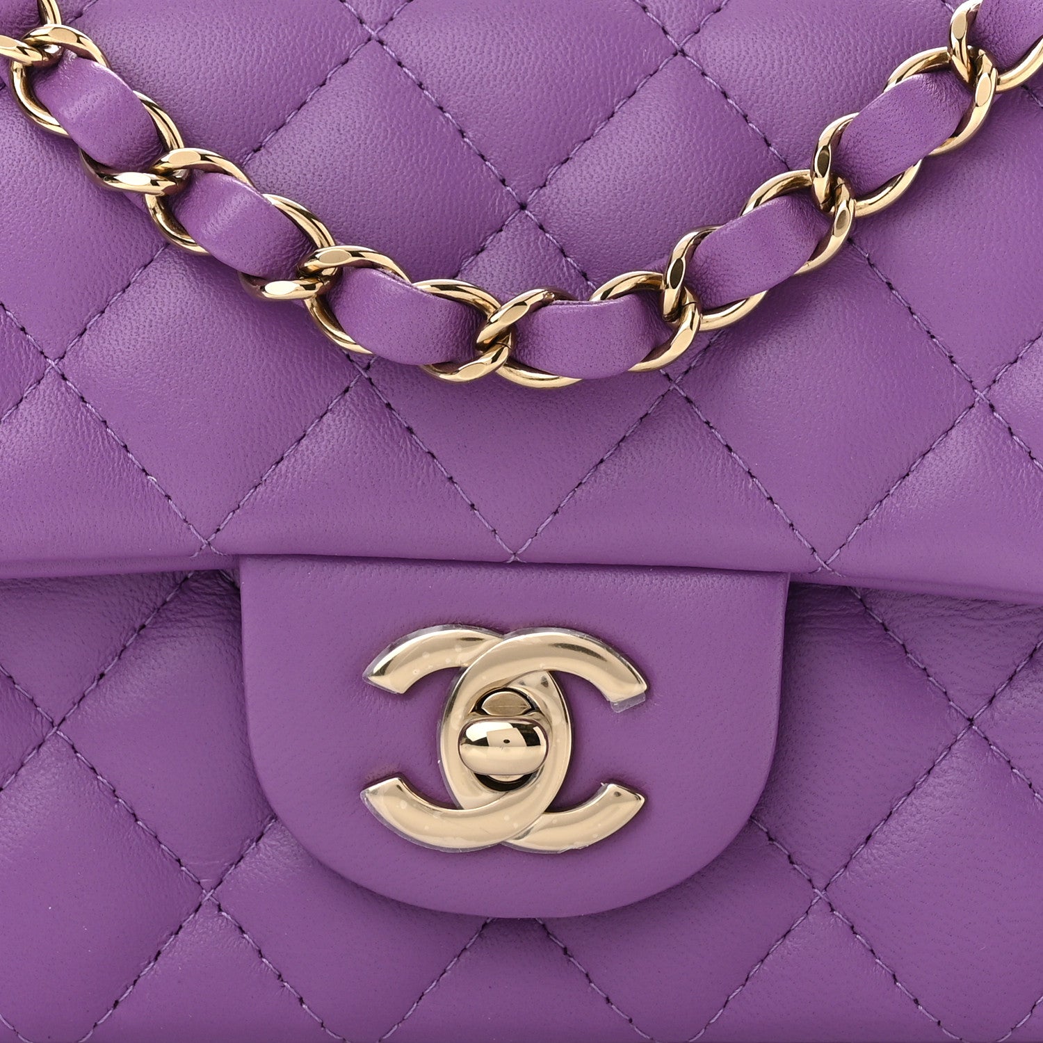 Chanel Lambskin Quilted Mini Rectangular Flap Purple 8 of 10