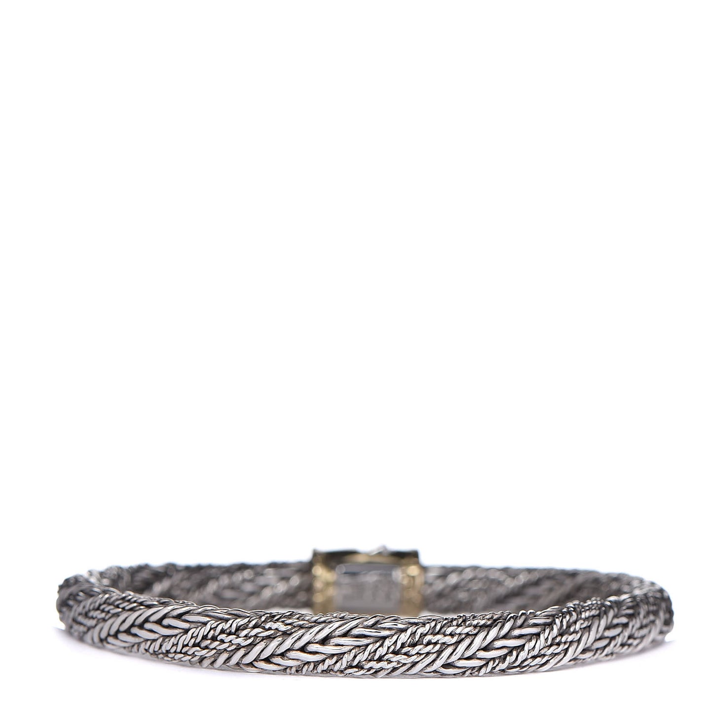 Sterling Silver 18K Yellow Gold 6.5mm Bamboo Twisted Chain Bracelet