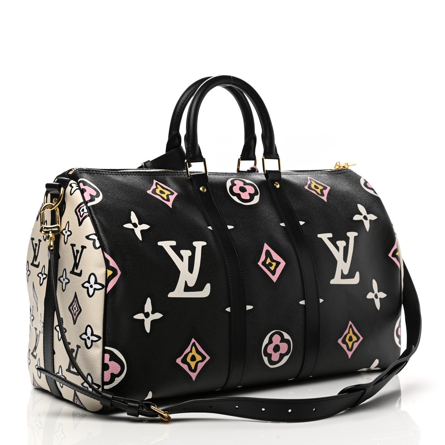 Louis Vuitton Monogram Giant Wild At Heart Keepall Bandouliere 45 Black 2 of 9