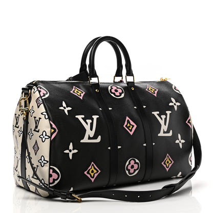 Louis Vuitton Monogram Giant Wild At Heart Keepall Bandouliere 45 Black 2 of 9