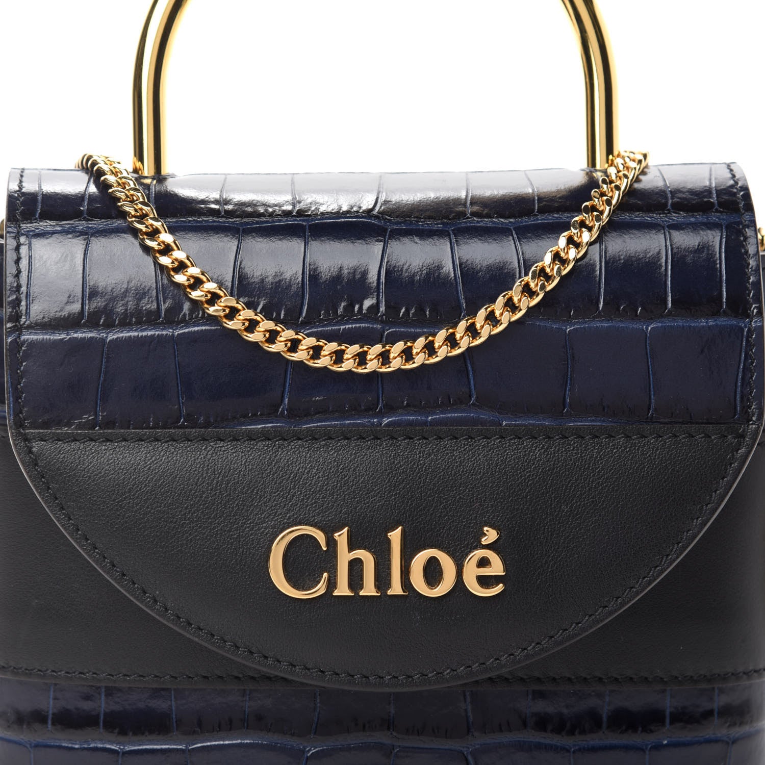Chloe Calfskin Crocodile Embossed Small Aby Lock Full Blue 11 of 11