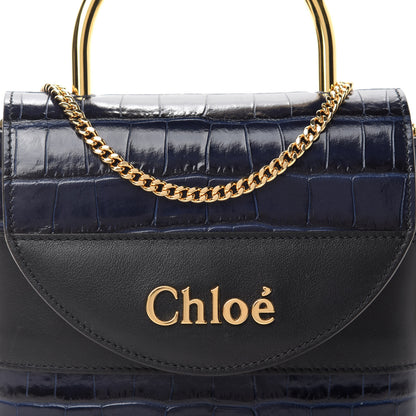 Chloe Calfskin Crocodile Embossed Small Aby Lock Full Blue 11 of 11